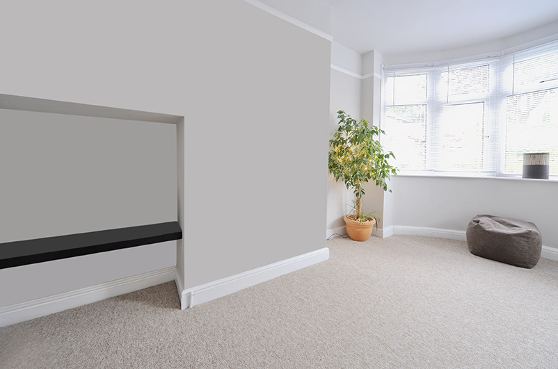 Flooring Business in Dartford and South East London Clean Cream Living Room carpet & Walls, Modern With Plant